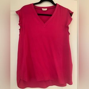 Kate Spade New York “Live Colorfully” Sleeveless Blouse flutter sleeves SZ M